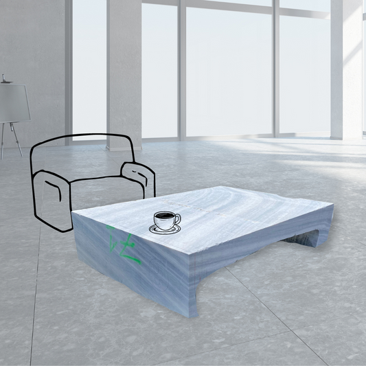 Tavolino in marmo Cristallina Green Ondulato