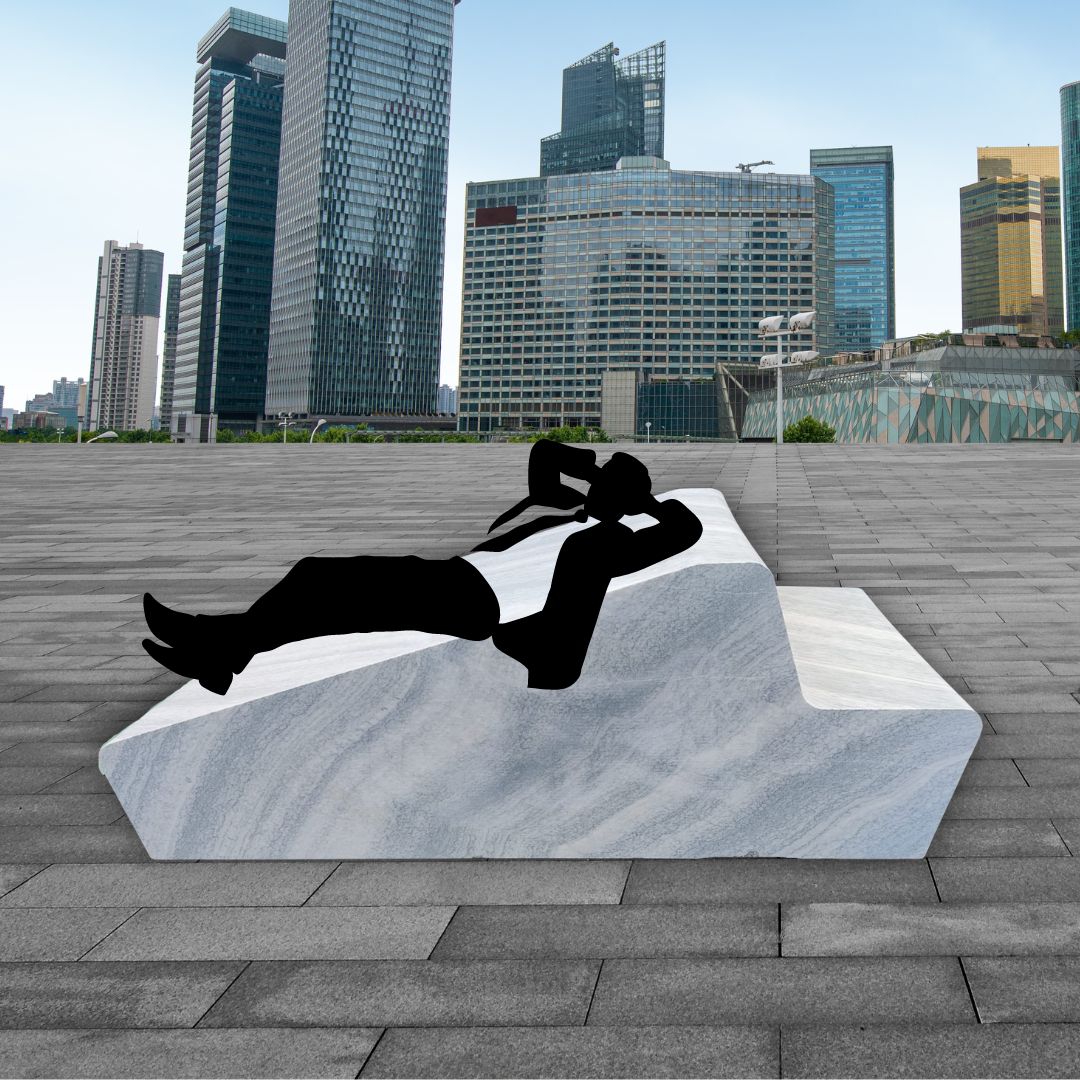 Shaped bench in Cristallina Green Ondulato marble