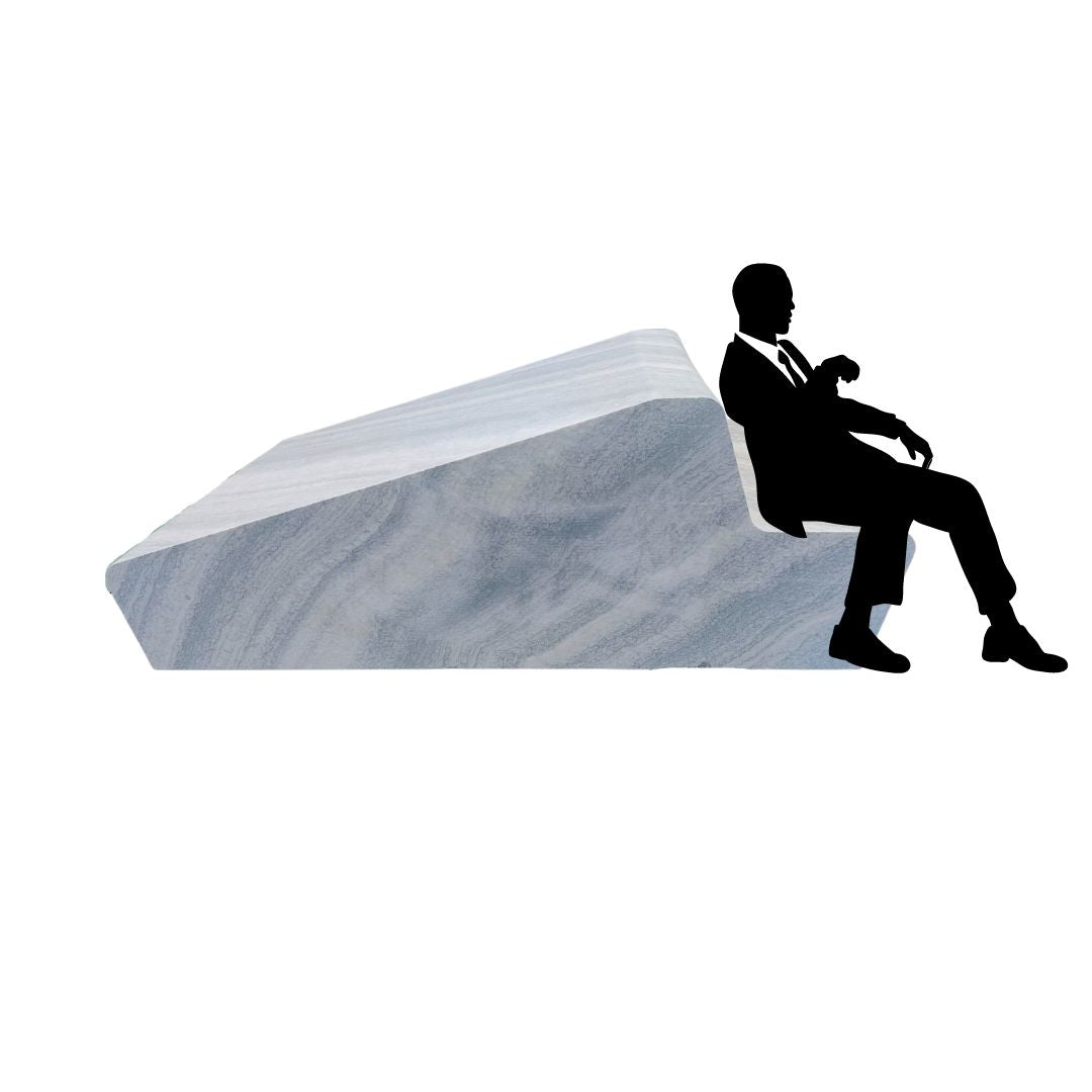 Shaped bench in Cristallina Green Ondulato marble