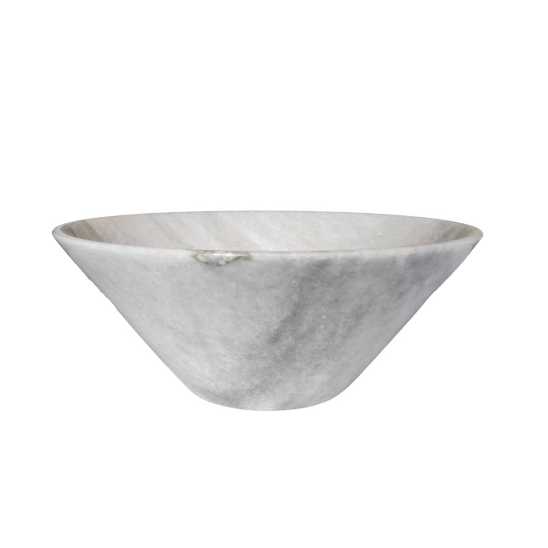 Grosse Obstschale aus Cristallina White Venato Marmor