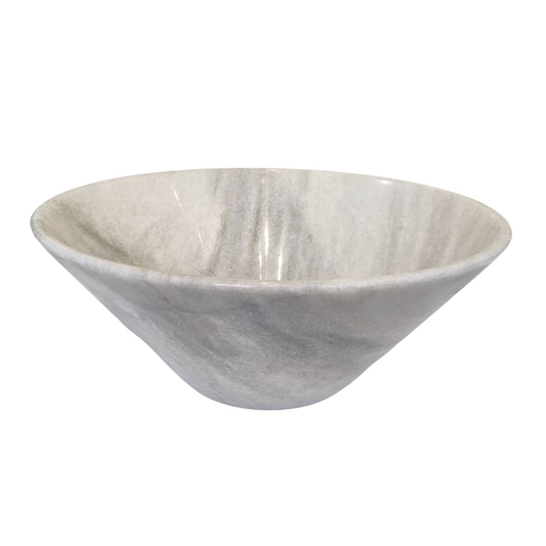 Grosse Obstschale aus Cristallina White Venato Marmor