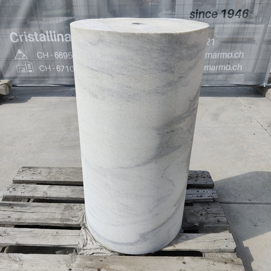 Tronc de colonne en marbre Cristallina Arabescato
