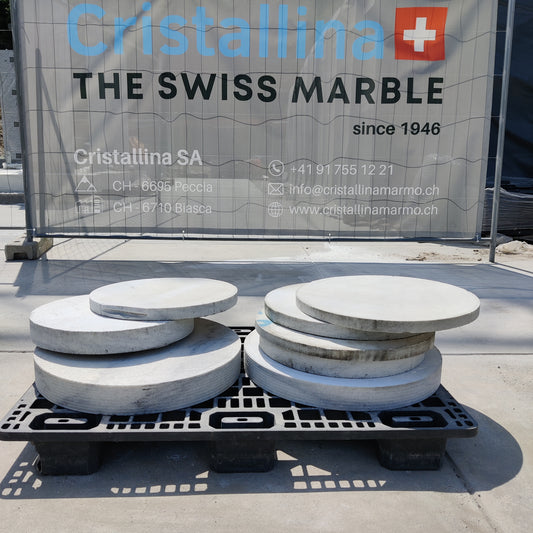 Runde Platte aus Marmor Cristallina White Venato - SP 4-10